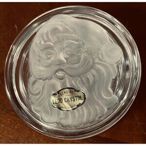 Vintage Burdines Lead Crystal Santa Covered Dish Made in Japan New in Box